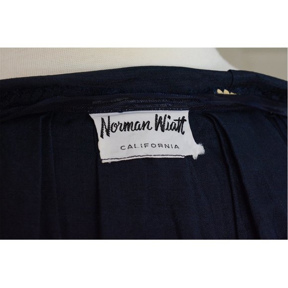 Vintage 1950s Navy A-Line Dress Midi 50s Silk S Sm - Picture 10 of 10